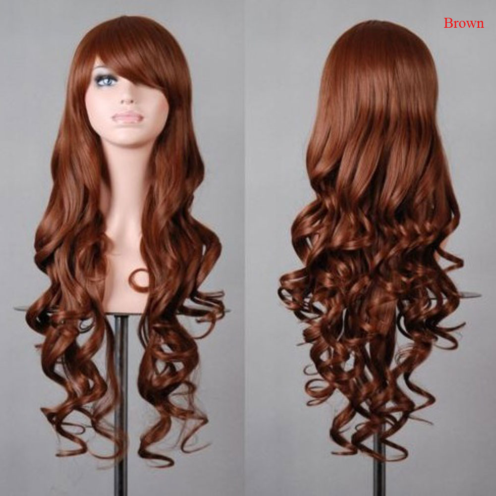 Fashion Women Long Spiral Curl Curly Cosplay Wavy Hair Wig Anime ...