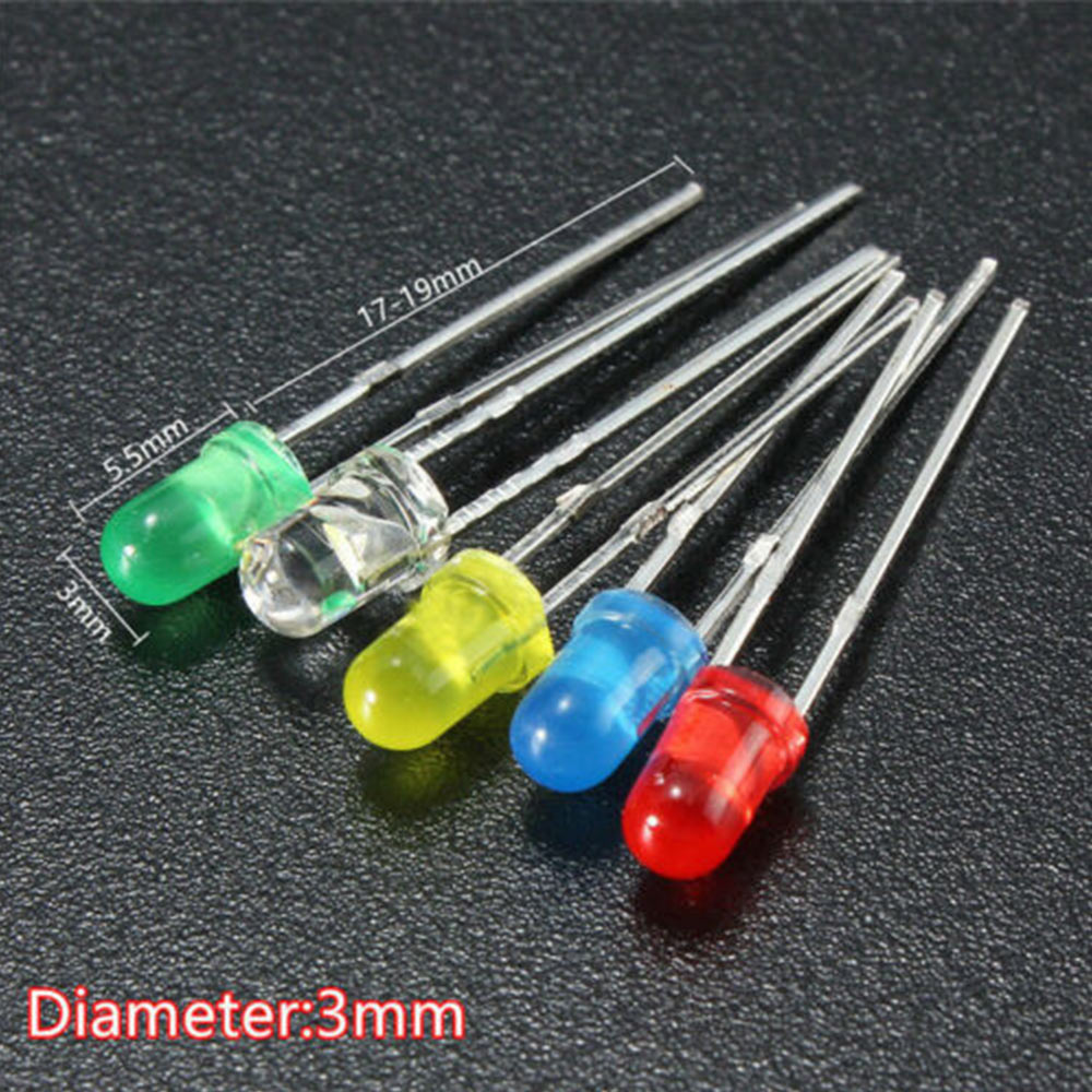 500x 3mm\/5mm LED Light Emitting Diodes Round Head 2Pin Assorted Diode ...